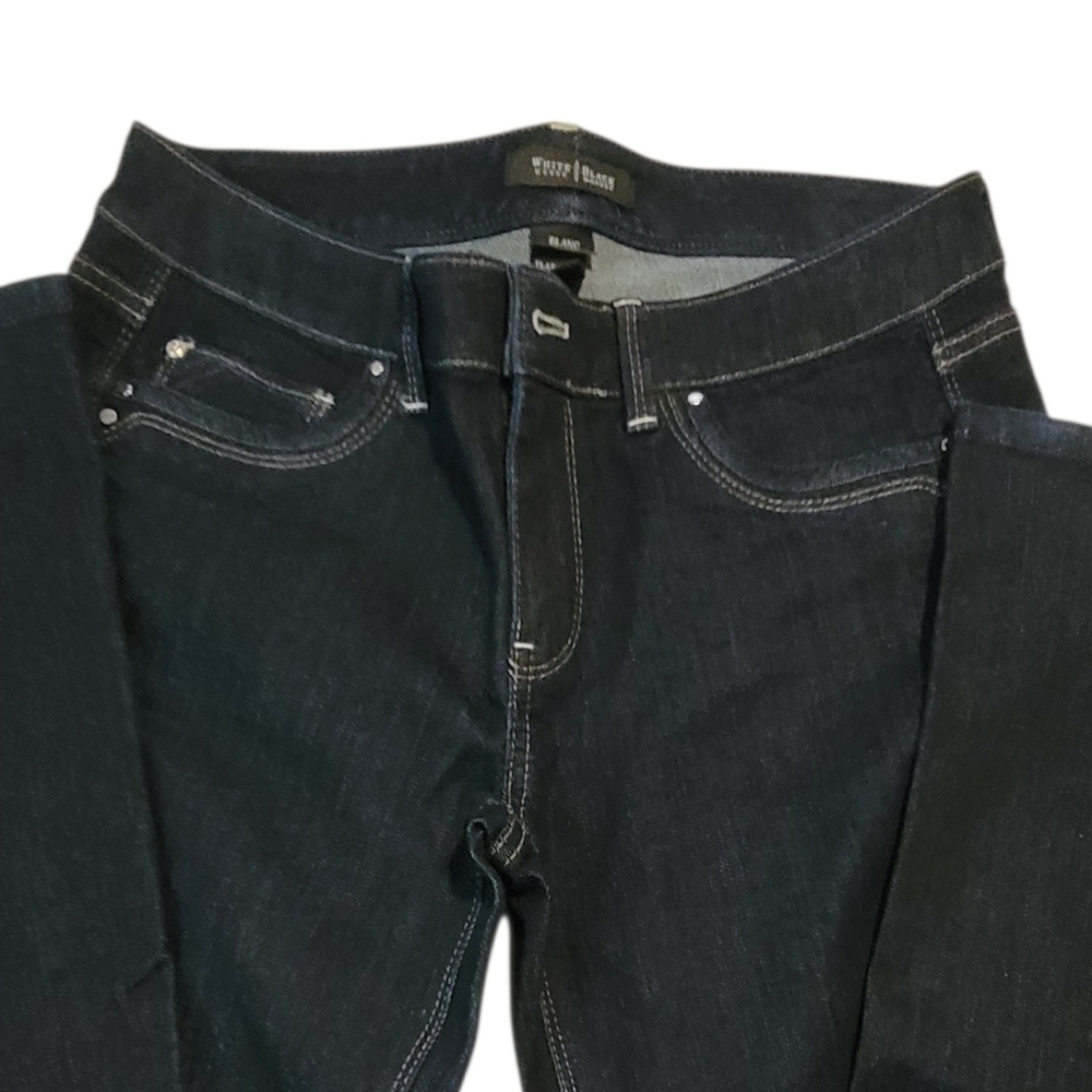 White House Black Market Flare Leg Cotton Blend Jeans Dark Wash - 6 Short